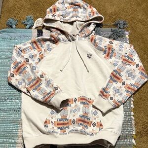Geometric Patterned Cream Hoodie